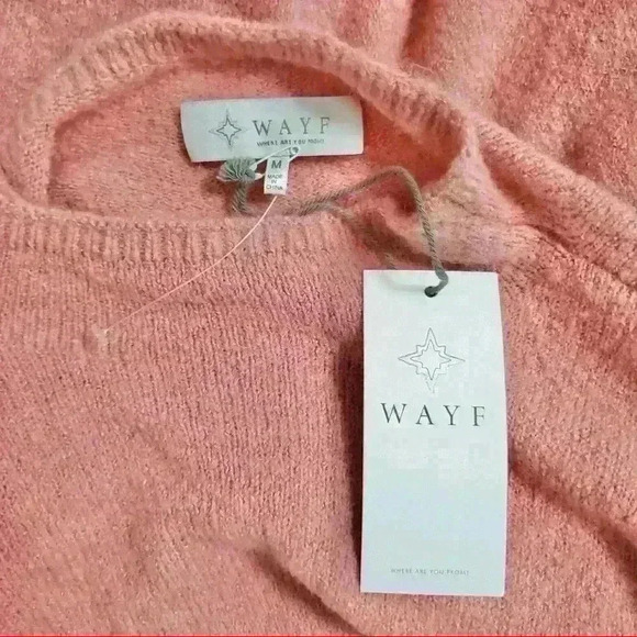 WAYF Pink Mock Neck Tie Front Pullover Sweater - Picture 5 of 5